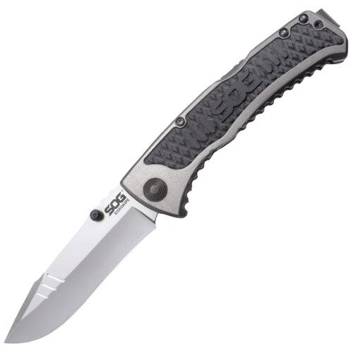 S.O.G SOG-SW1011-C Sideswipe  3.40 Folding Clip Point Plain Bead Blasted 7Cr15MoV SS Blade Gray Anodized Aluminum/G10 Handle Includes Belt Clip