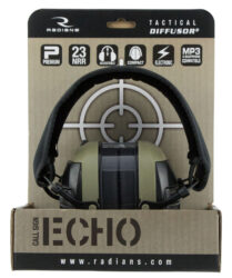 Radians CSE10BX Tactical Diffusor Electronic Muff Polymer 23 dB Over the Head Tan/Black Adult 1 Pair