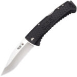 S.O.G SOG-TD1011-C Traction  3.50 Folding Clip Point Plain Satin 5Cr13MoV SS Blade Black Textured GRN Handle Includes Pocket Clip