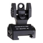 Troy Ind SSIGFBSROBT00 Rear Folding BattleSight Round  Black Hardcoat Anodized for AR-15
