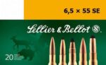 Sellier & Bellot SB6555C Rifle  6.5x55 Swedish 140 gr 2582 fps Full Metal Jacket Boat-Tail (FMJBT) 20 Bx/20 Cs