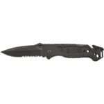 S.O.G SOG-FF25-CP Escape  3.40 Folding Clip Point Part Serrated Black Hardcased 9Cr18MoV SS Blade Black Anodized Aluminum Handle Includes Belt Clip