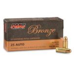 PMC 25A Bronze Target 25 ACP 50 gr Full Metal Jacket (FMJ) 50 Per Box/ 20 Cs
