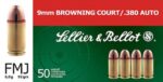 Sellier & Bellot SB380A Handgun Target 380 ACP 92 gr Full Metal Jacket (FMJ) 50 Per Box/ 20 Cs