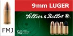 Sellier & Bellot SB9S Handgun Target 9mm Luger 124 gr Soft Point (SP) 50 Per Box/ 20 Cs