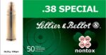 Sellier & Bellot SB38NT Handgun Non-Tox Non-Tox 38 Special 158 gr 925 fps Total Full Metal Jacket (TFMJ) 50 Bx/20 Cs