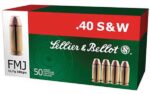 Sellier & Bellot SB40B Handgun Target 40 S&W 180 gr Full Metal Jacket (FMJ) 50 Per Box/ 20 Cs