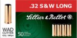 Sellier & Bellot SB32SWLB Handgun Target 32 S&W Long 100 gr Wadcutter (WC) 50 Per Box/ 20 Cs