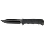 S.O.G SOGE37SNCP Seal Pup Elite 4.85 Fixed Clip Point Plain Black Hardcased TiCN AUS-8A SS Blade/Black w/Grip Lines GRN Handle Includes Lanyard/Sheath