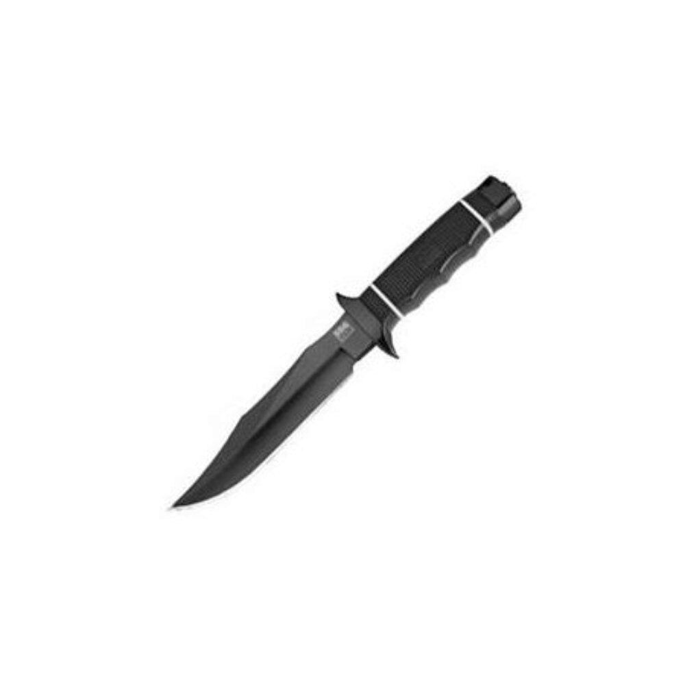 S.O.G SOG-S10B-K Tech Bowie  6.40 Fixed Plain Clip Point Black Hardcased TiNi AUS8 SS Blade/ Black w/ White SOG Logo Kraton Handle