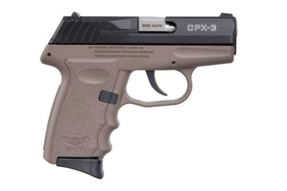SCCY Industries CPX-3CBDE CPX-3  380 ACP 10+1 3.10 Flat Dark Earth Polymer Serrated Black Nitride SS Slide Finger Grooved FDE Polymer Grip