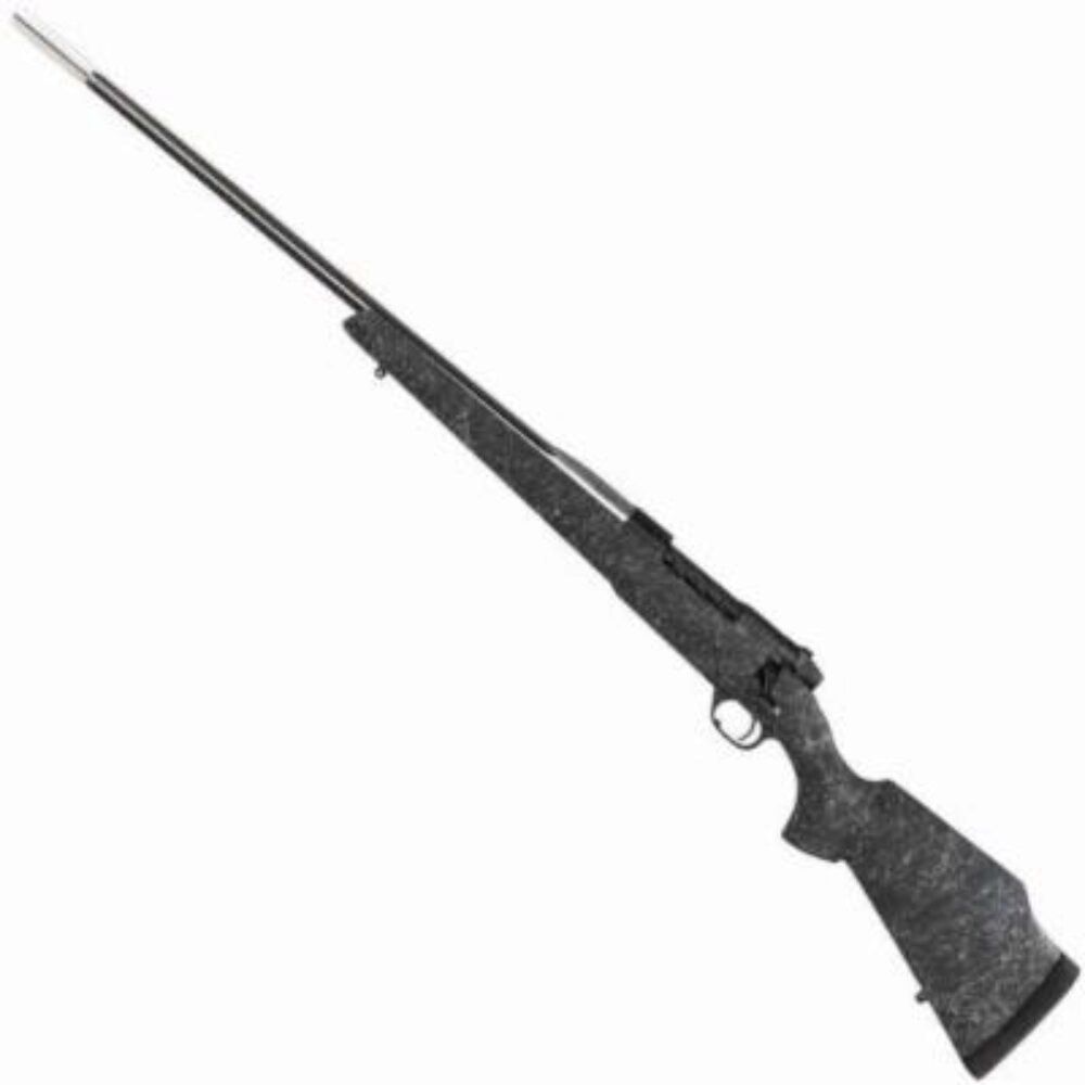 Weatherby MAM01N300WL8B Mark V Accumark 300 Wthby Mag Caliber with 3+1 Capacity, 26 Barrel, Graphite Black Cerakote Metal Finish & Gray Webbed Black Fixed Monte Carlo Stock Left Hand (Full Size)