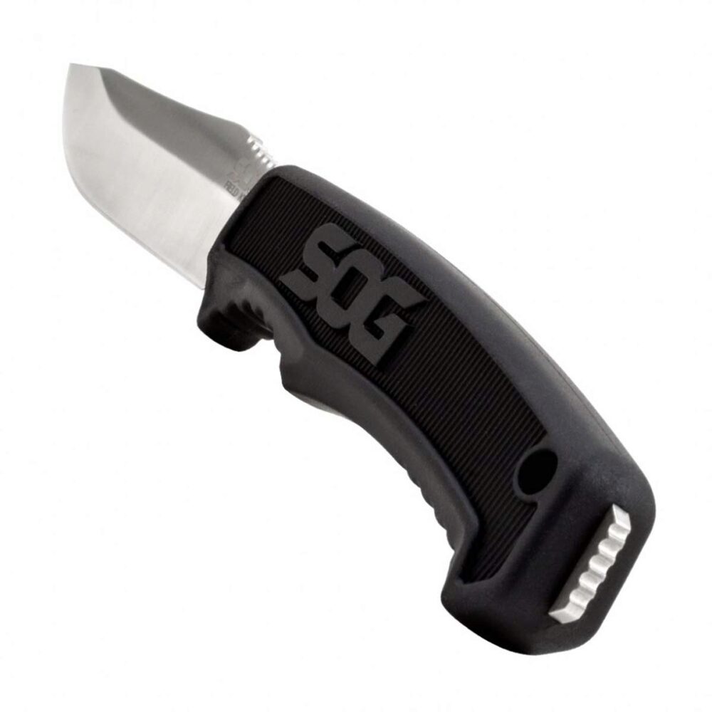S.O.G SOGFK1001CP Field  4 Fixed Clip Point Plain Satin 7Cr17MoV SS Blade Black TPR Handle Includes Sheath