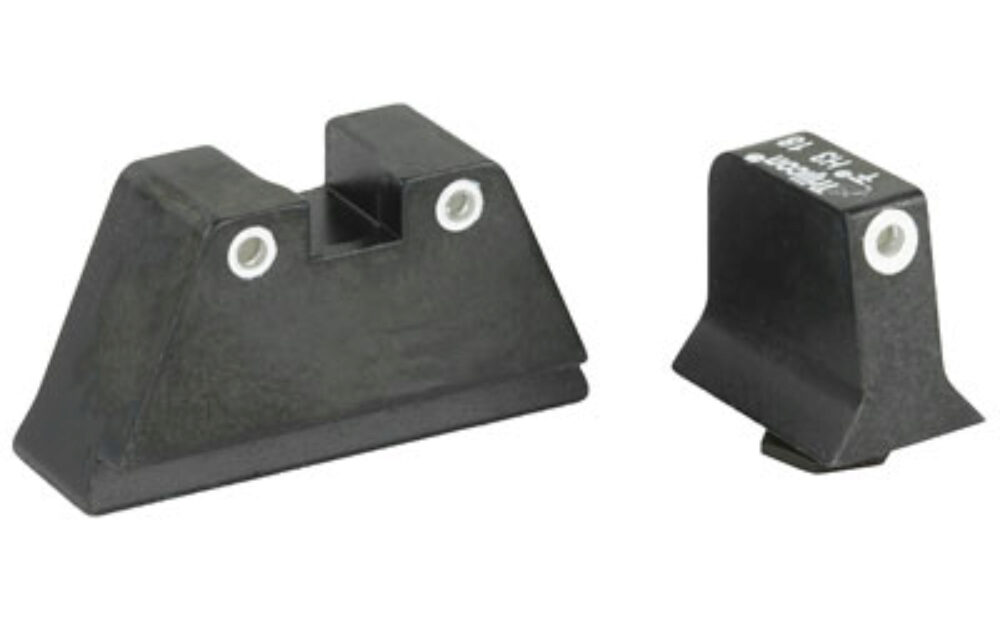Trijicon 600649 Suppressor/Optic Height Night Sight Set White Tritium Front & Rear/Black Frame, Compatible w/Glock 17/17L/19/22/23/24/25/26/27/28/31/32/33/34/35/37/38/39/45