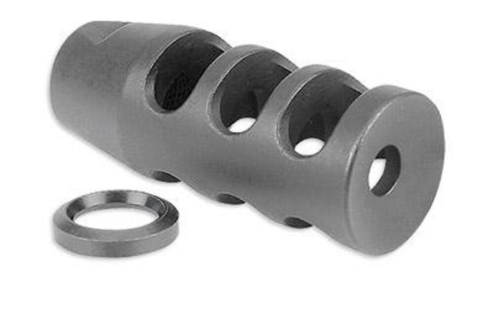Midwest Industries MIARMB1 Muzzle Brake  Black Phosphate Steel with 1/2-28 tpi Threads for 223 Rem, 5.56x45mm NATO AR-Platform