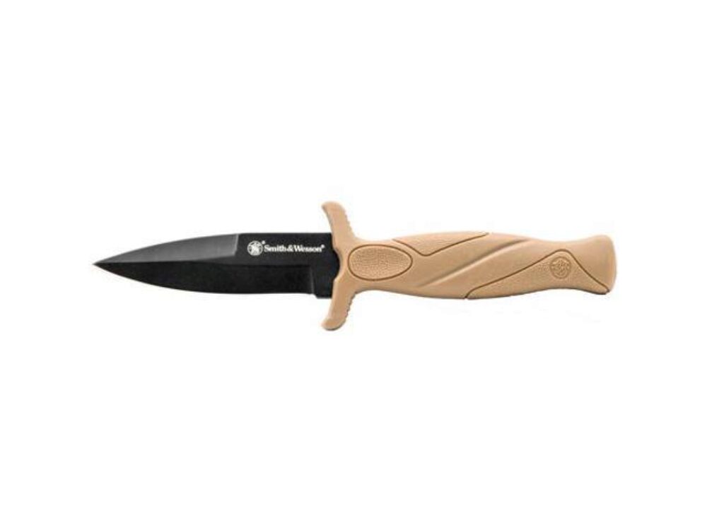 Smith & Wesson Knives 1100073 H.R.T. Flase Edge 2.75 Fixed Plain Black Oxide Stainless Steel Blade Flat Dark Earth Rubber Handle Includes Sheath Smith & Wesson Knives 1100073 H.R.T. Flase Edge 2.75 Fixed Plain Black Oxide Stainless Steel Blade Flat Dark Earth Rubber Handle Includes Sheath