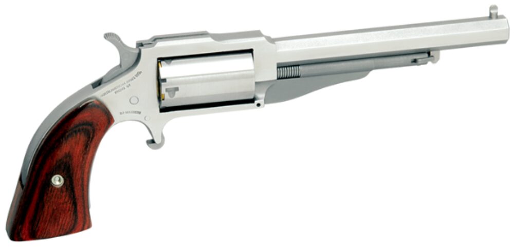 North American Arms 18604C 1860 The Earl *CA Compliant 22 LR or 22 WMR Caliber with 4 Barrel, 5rd Capacity Cylinder, Overall Stainless Steel Finish & Rosewood Boot Grip Includes Cylinder North American Arms 18604C 1860 The Earl *CA Compliant 22 LR or 22 WMR Caliber with 4 Barrel, 5rd Capacity Cylinder, Overall Stainless Steel Finish & Rosewood Boot Grip Includes Cylinder