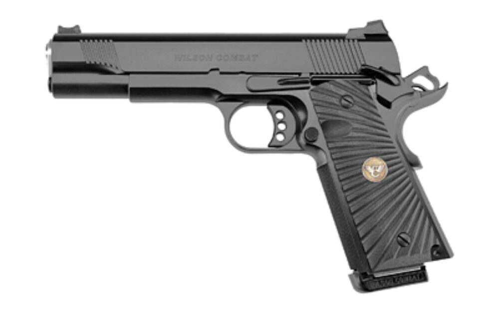 Wilson Combat CQBFS45A CQB Full-Size 45 ACP 5 8+1 Stainless Match Grade Barrel Black Carbon Steel Slide with Front Serrations Black G10 Starburst Grip Fiber Optic Sight Ambi Thumb Safety