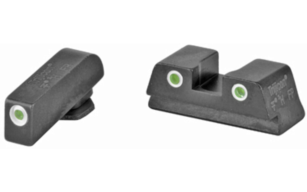 Trijicon 600777 Bright & Tough Night Sights- Glock Small Frames  Black | Green Tritium White Outline Front Sight Green Tritium White Outline Rear Sight