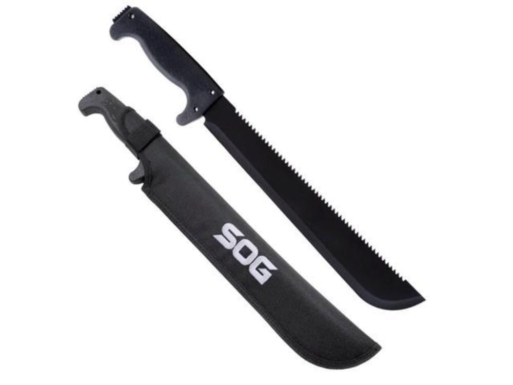 S.O.G SOG-MC01-N SOGfari  13 Black Powder Coated 3Cr13MoV SS Blade Black Kraton Handle 19 Long Includes Sheath