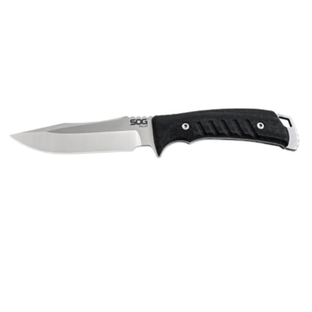 S.O.G SOG-UF1001-B Pillar  5 Fixed Clip Point Plain Stonewashed S35VN SS Blade Black Canvas Micarta Handle Includes Sheath