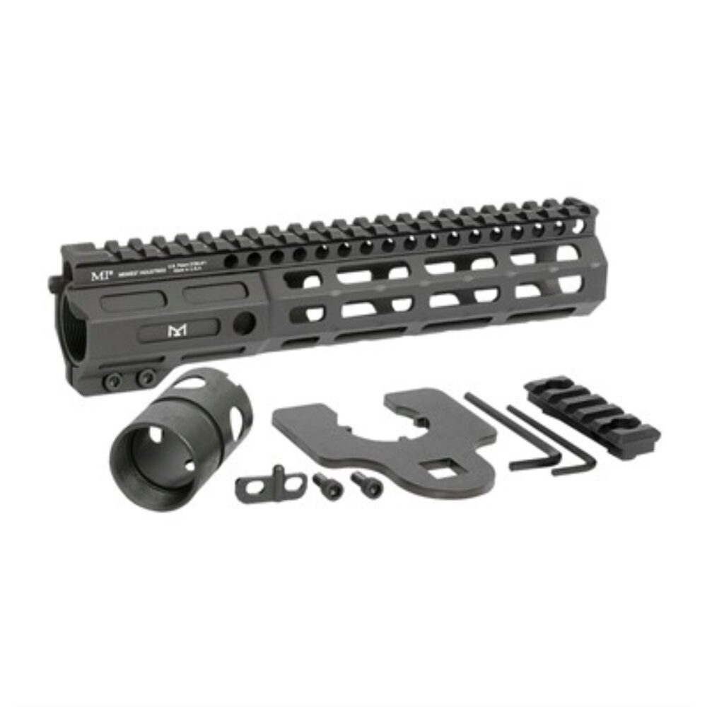 Midwest Industries MINF925 Night Fighter  9.25 M-LOK Black Hardcoat Anodized Aluminum Includes Barrel Wrench, Nut, & 5 Slot Rail
