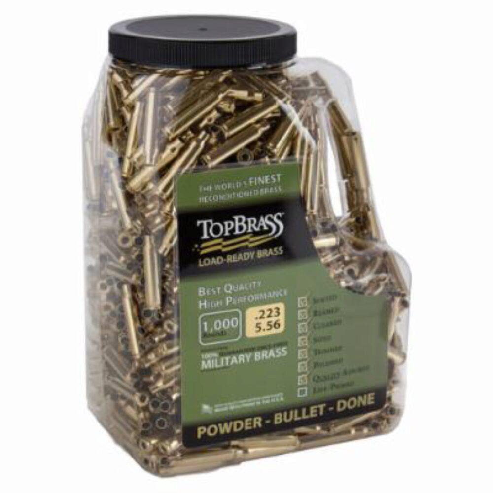 TOP BRASS LLC 8B223REMMY-250 Premium Reconditioned  223 Rem Brass 250 Per Bag