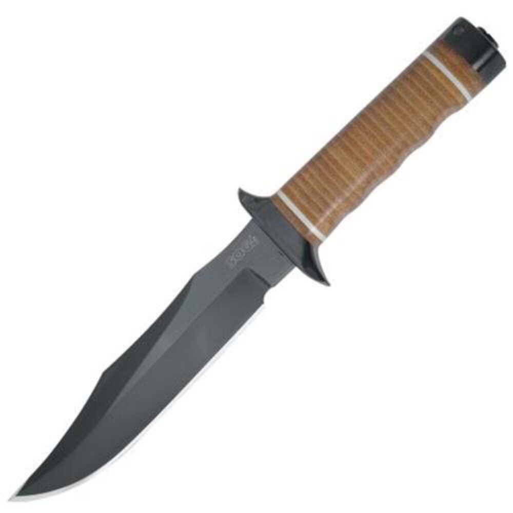 S.O.G SOGS1TL Bowie 2.0 6.40 Fixed Plain Clip Point Black Hardcased TiNi Full Tang AUS8 SS Blade/ Brown Stacked Leather Washers w/Cross Guard Handle S.O.G SOGS1TL Bowie 2.0 6.40 Fixed Plain Clip Point Black Hardcased TiNi Full Tang AUS8 SS Blade/ Brown Stacked Leather Washers w/Cross Guard Handle