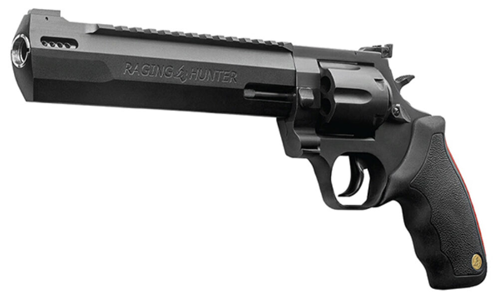 Taurus 2440081RH-DLX Raging Hunter  44 Rem Mag 5rd 8.37 Matte Black Oxide Cylinder Matte Black Aluminum Black Rubber with Integrated Red Cushion Insert  Grip Includes Case