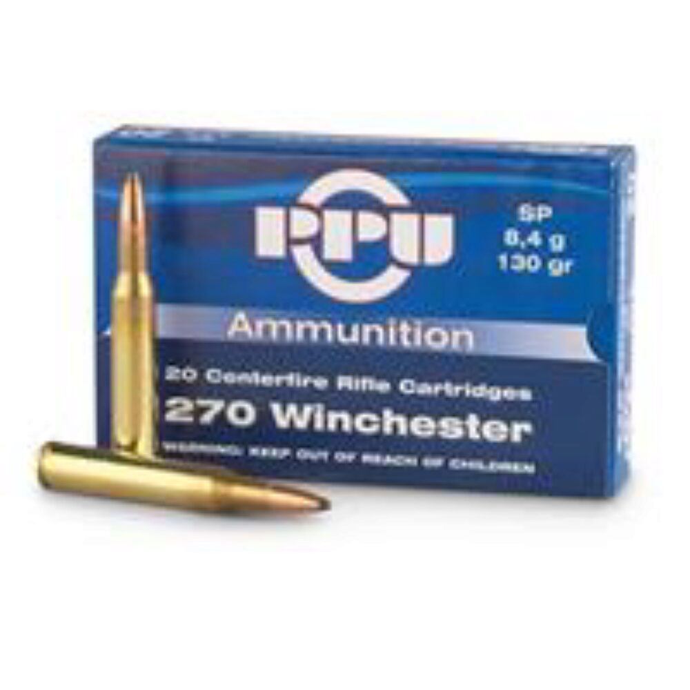 PPU PP2701 Standard Rifle  270 Win 130 gr Soft Point (SP) 20 Per Box/ 10 Cs