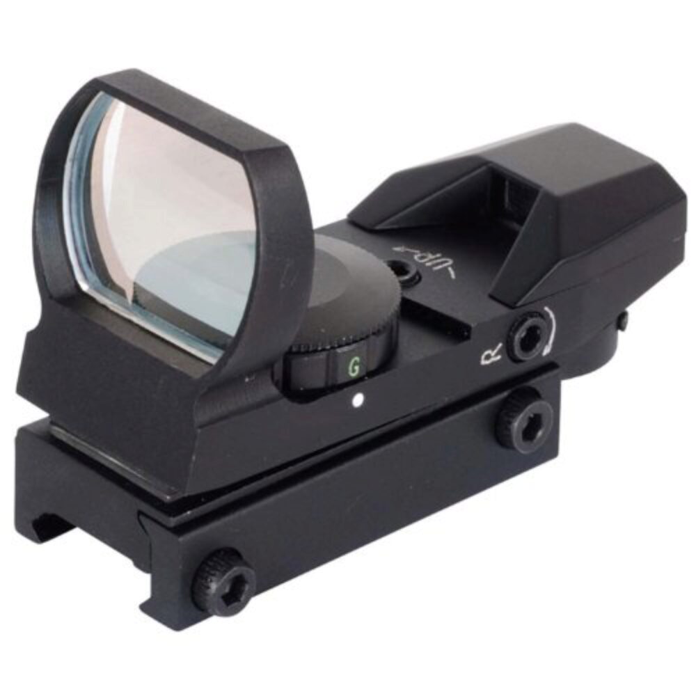 NcStar D4B Red Four Reticle Reflex Optic  Black Anodized 24x34mm Red Multi Reticle
