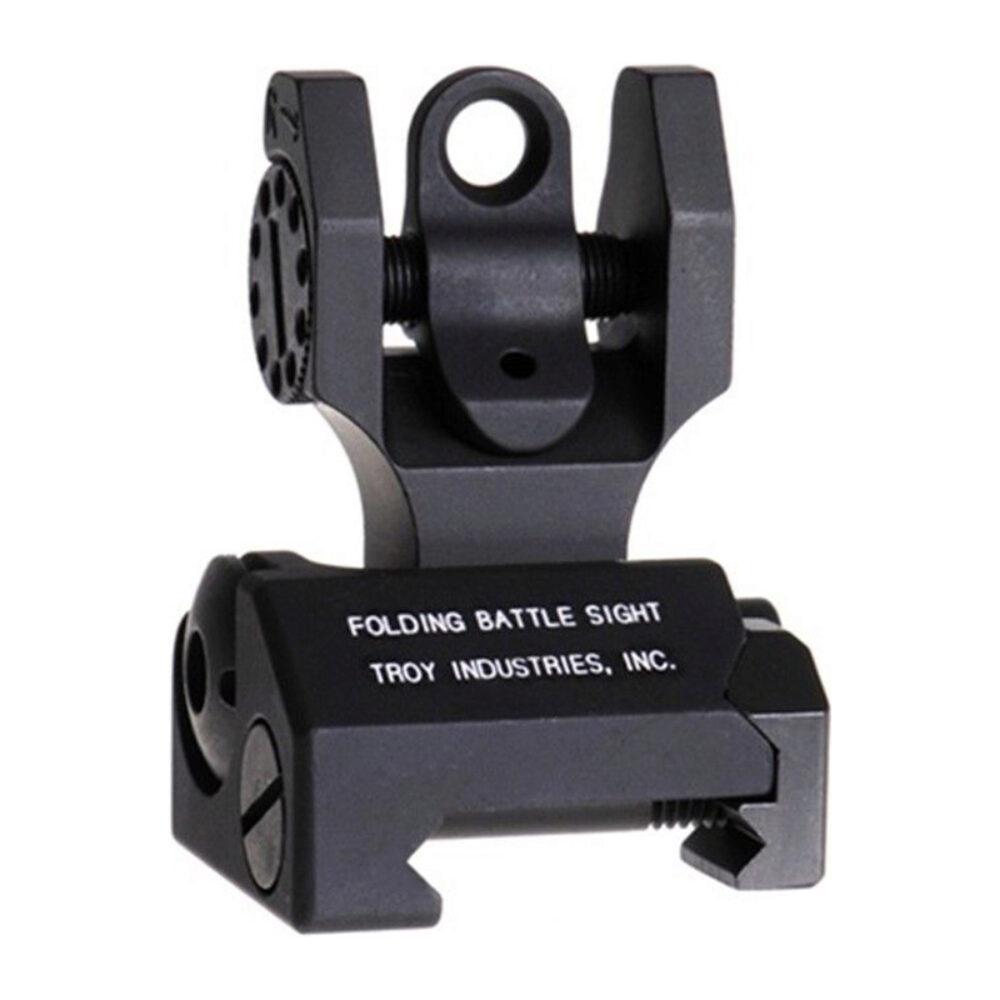 Troy Ind SSIGFBSROBT00 Rear Folding BattleSight Round  Black Hardcoat Anodized for AR-15