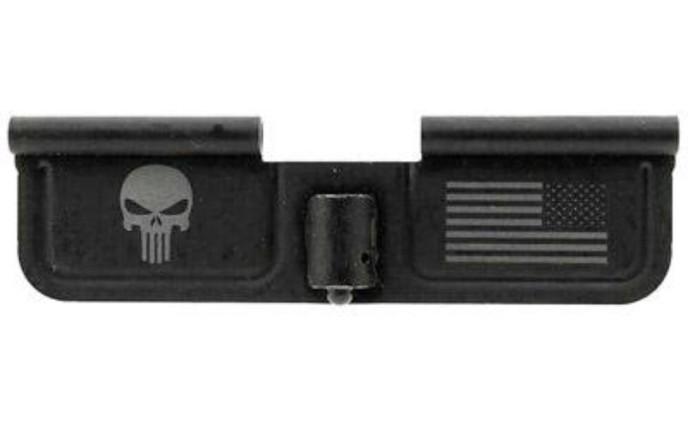 Spikes SED7005 Ejection Port Door Punisher and Flag AR-15 Black Phosphate Steel