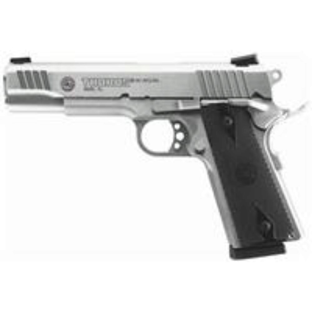 Taurus 1191109 1911 45 ACP 8+1 5 Barrel, Overall Matte Stainless Steel Finish, Beavertail Frame, Serrated Slide, Checkered Black Polymer Grip Taurus 1191109 1911 45 ACP 8+1 5 Barrel, Overall Matte Stainless Steel Finish, Beavertail Frame, Serrated Slide, Checkered Black Polymer Grip