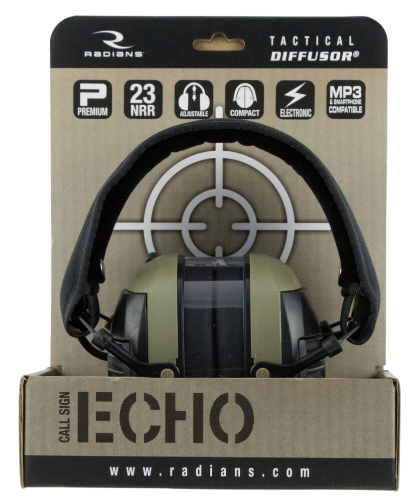 Radians CSE10BX Tactical Diffusor Electronic Muff Polymer 23 dB Over the Head Tan/Black Adult 1 Pair Radians CSE10BX Tactical Diffusor Electronic Muff Polymer 23 dB Over the Head Tan/Black Adult 1 Pair