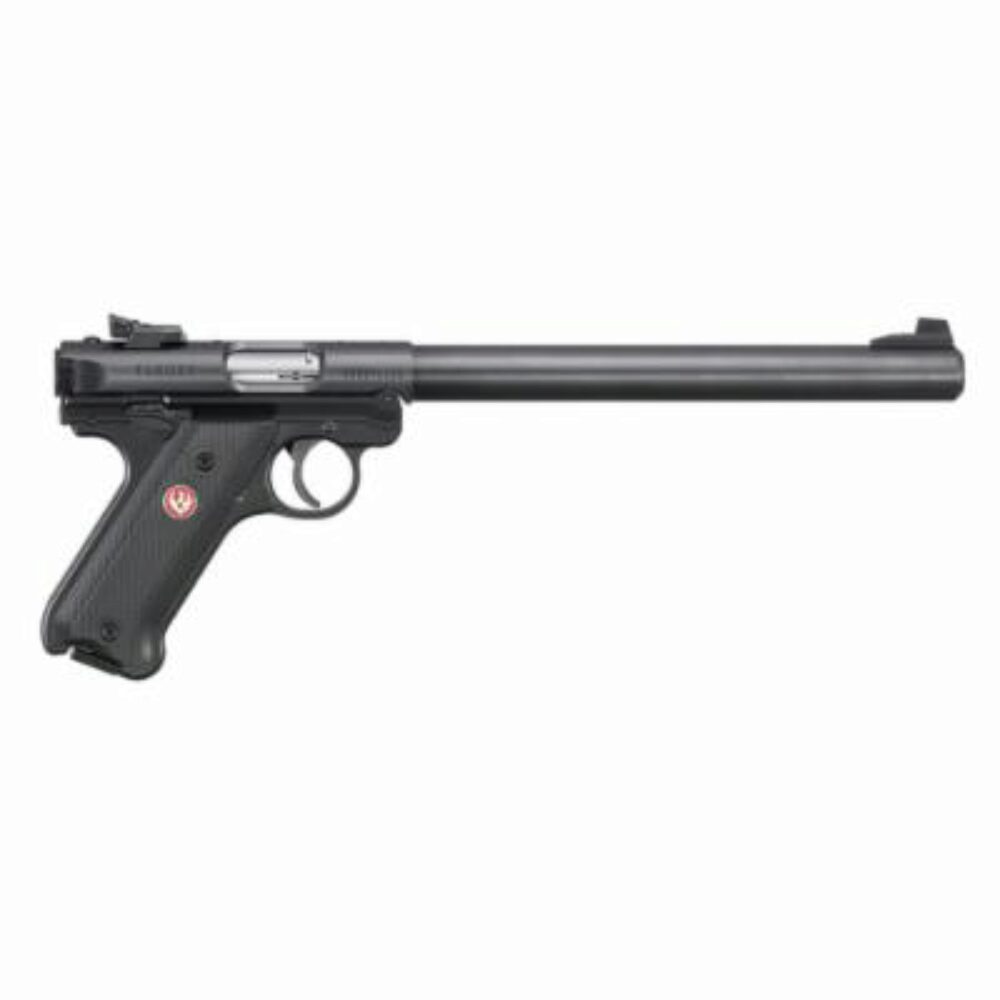 Ruger 40173 Mark IV Target 22 LR 10+1 10 Overall Blued Bull Barrel, Slide & Frame, Black Checkered Polymer Grips