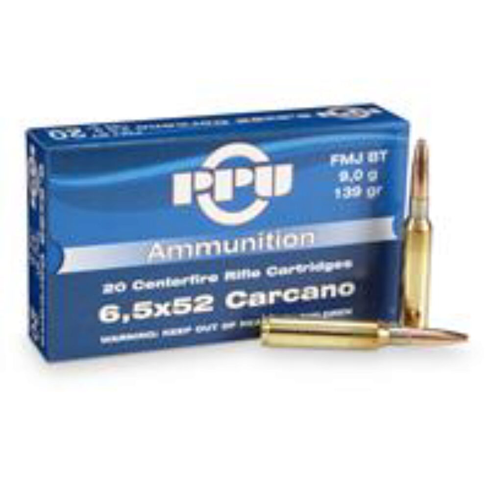 PPU PP6CF Metric Rifle 6.5x52mm Carcano 139 gr Full Metal Jacket Boat-Tail (FMJBT) 20 Per Box/ 10 Cs PPU PP6CF Metric Rifle 6.5x52mm Carcano 139 gr Full Metal Jacket Boat-Tail (FMJBT) 20 Per Box/ 10 Cs