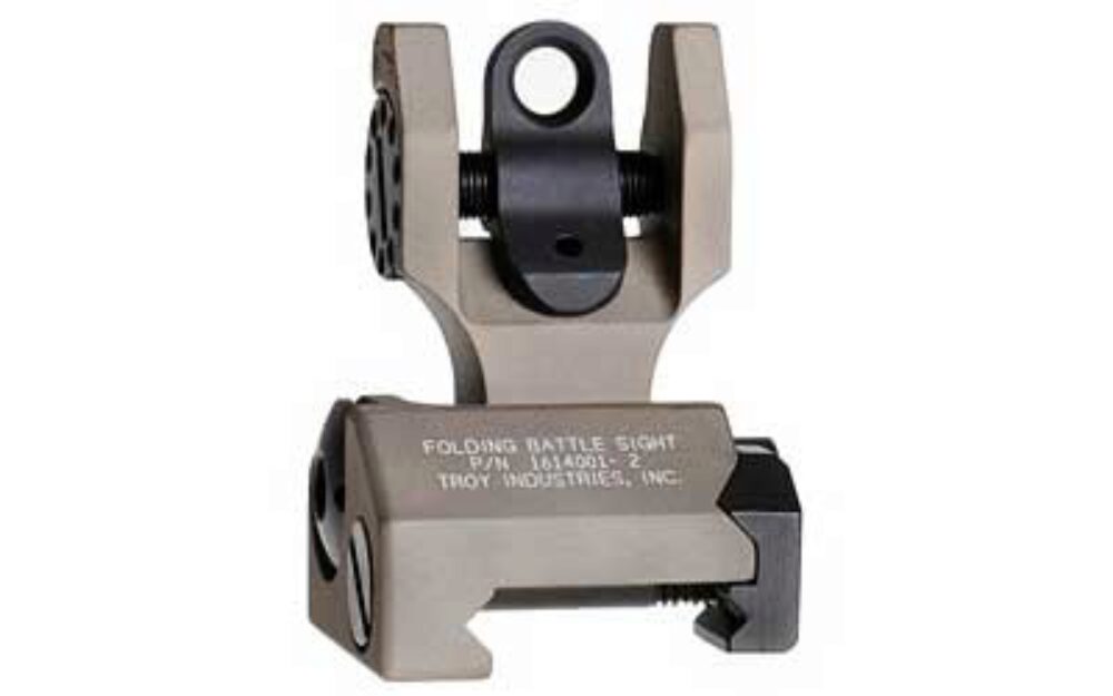 Troy Ind SSIGFBSROFT00 Rear Folding BattleSight Round Flat Dark Earth Folding for AR-15 Troy Ind SSIGFBSROFT00 Rear Folding BattleSight Round Flat Dark Earth Folding for AR-15