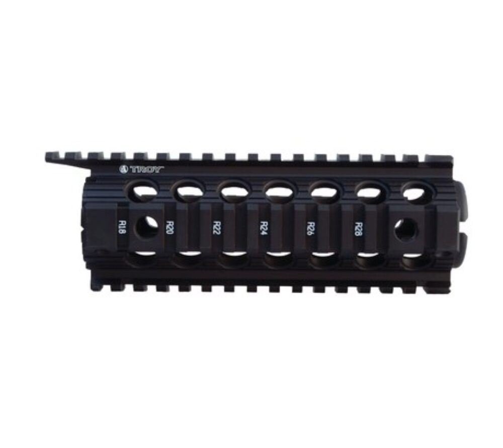 Troy Ind SRAIDIDD7BT00 Battle Rail Drop-In Enhanced 7 6005A-T6 Aluminum Black Anodized for M16, M4