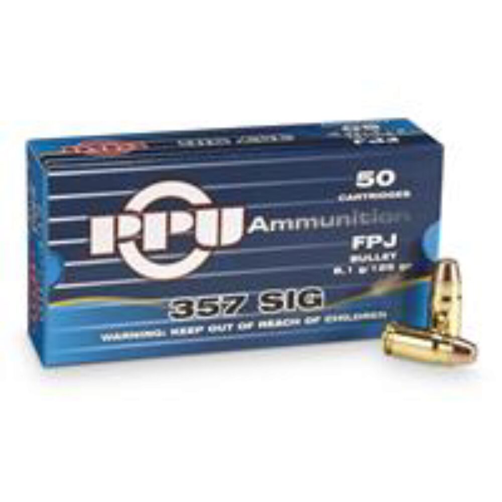 PPU PPH357S Handgun 357 Sig 125 gr Flat Point Jacketed (FPJ) 50 Per Box/ 20 Cs PPU PPH357S Handgun 357 Sig 125 gr Flat Point Jacketed (FPJ) 50 Per Box/ 20 Cs