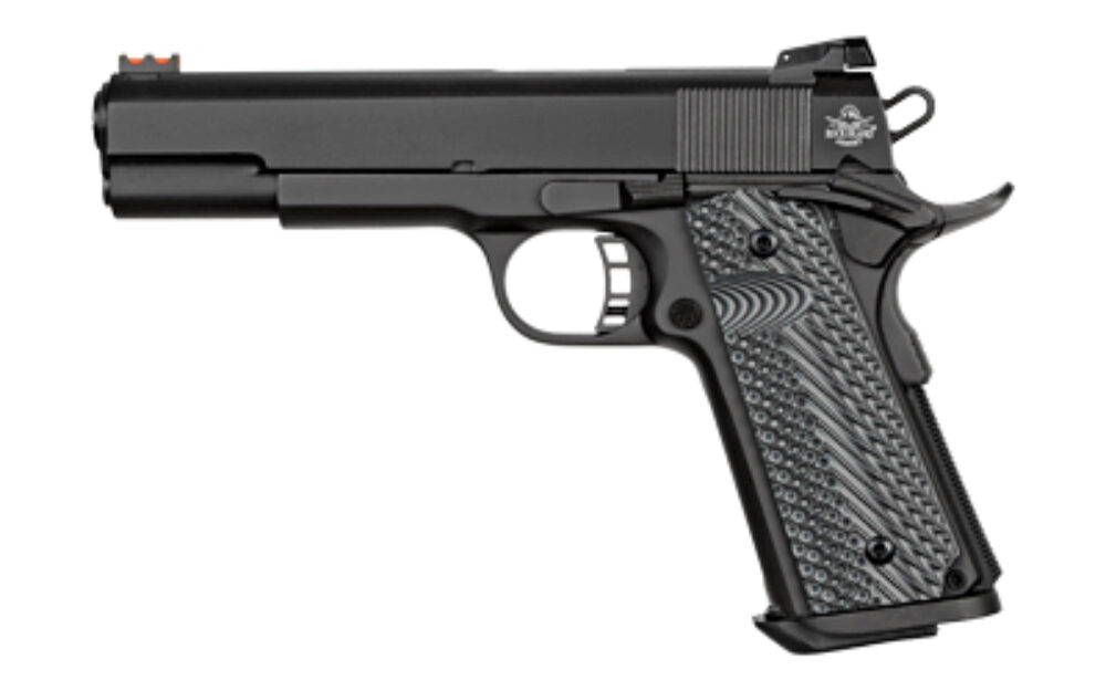 Rock Island 51486 Rock Ultra FS 45 ACP Caliber with 5 Barrel, 8+1 Capacity, Overall Black Parkerized Finish Steel, Beavertail Frame, Serrated Slide & Black/Gray G10 Grip