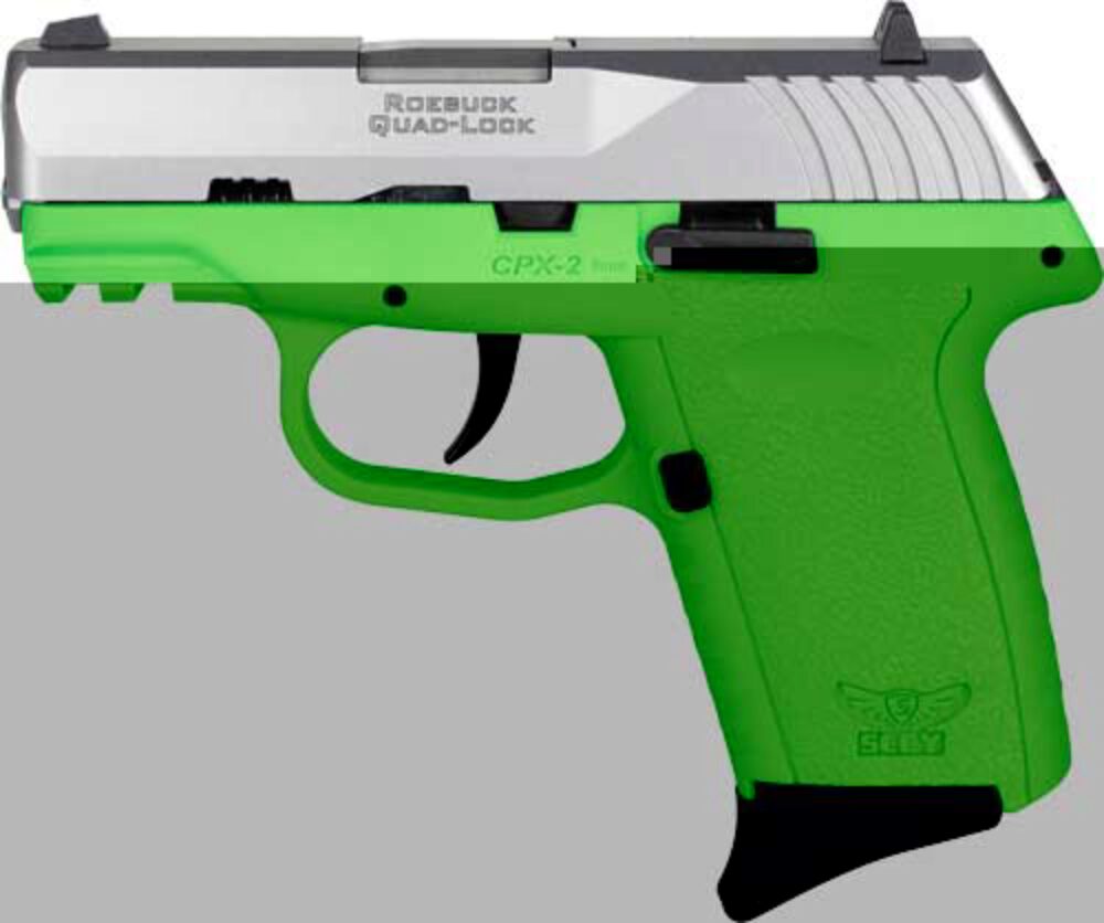 SCCY Industries CPX-2TTLGG3 CPX-2 Gen3 9mm Luger Caliber with 3.10 Barrel, 10+1 Capacity, Lime Green Finish Picatinny Rail Frame, Serrated Stainless Steel Slide, Polymer Grip & No Manual Thumb Safety
