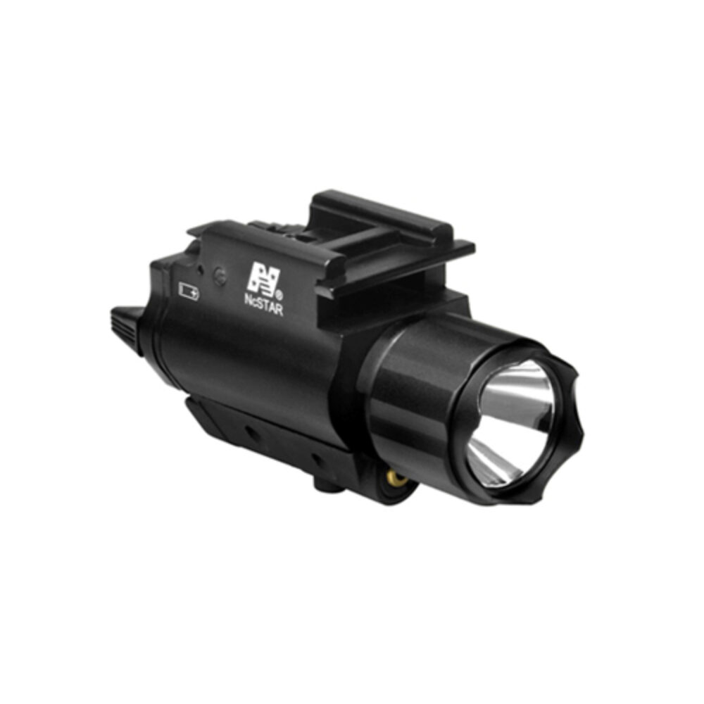 NcStar AQPFLSG 200L Laser/Flashlight For Universal w/Accessory Rail 200 Lumens/5mW Output White Cree LED Light/Green Laser QR Weaver/Picatinny Mount Black Anodized Aluminum