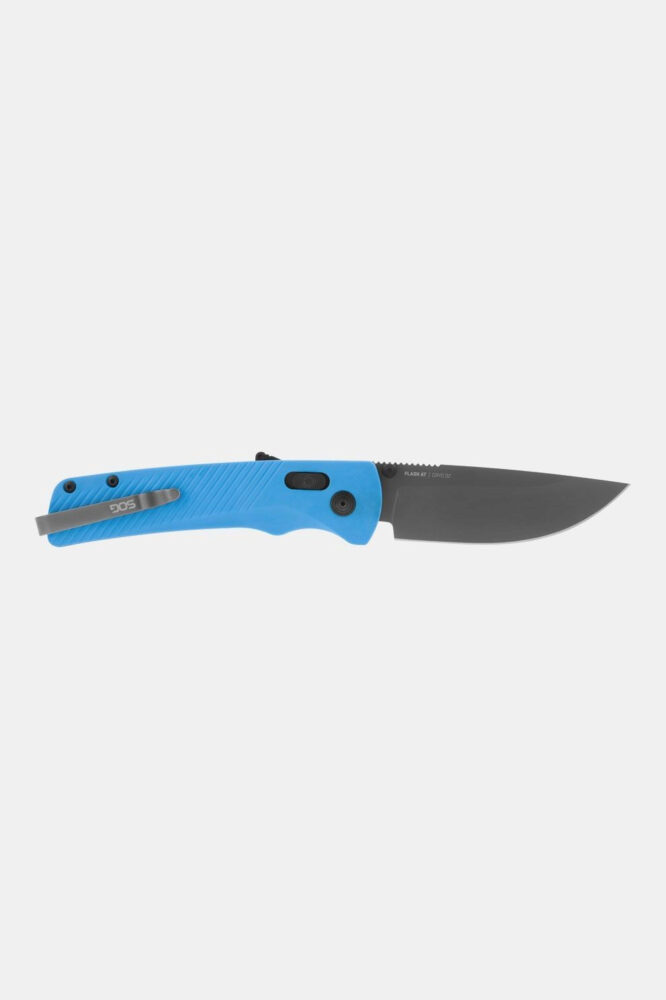 S.O.G SOG11180341 Flash AT 3.45 Folding Plain TiNi Cryo D2 Steel Blade/Civic Cyan GRN Handle Includes Pocket Clip