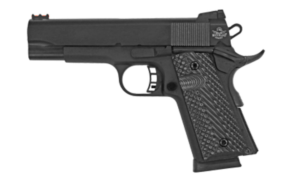 Rock Island 51857 Rock Ultra CCO 45 ACP Caliber with 4.20 Barrel, 7+1 Capacity, Overall Black Anodized Finish Aluminum Beavertail Frame, Serrated Black Parkerized Steel Slide & Black/Gray G10 Grip Rock Island 51857 Rock Ultra CCO 45 ACP Caliber with 4.20 Barrel, 7+1 Capacity, Overall Black Anodized Finish Aluminum Beavertail Frame, Serrated Black Parkerized Steel Slide & Black/Gray G10 Grip