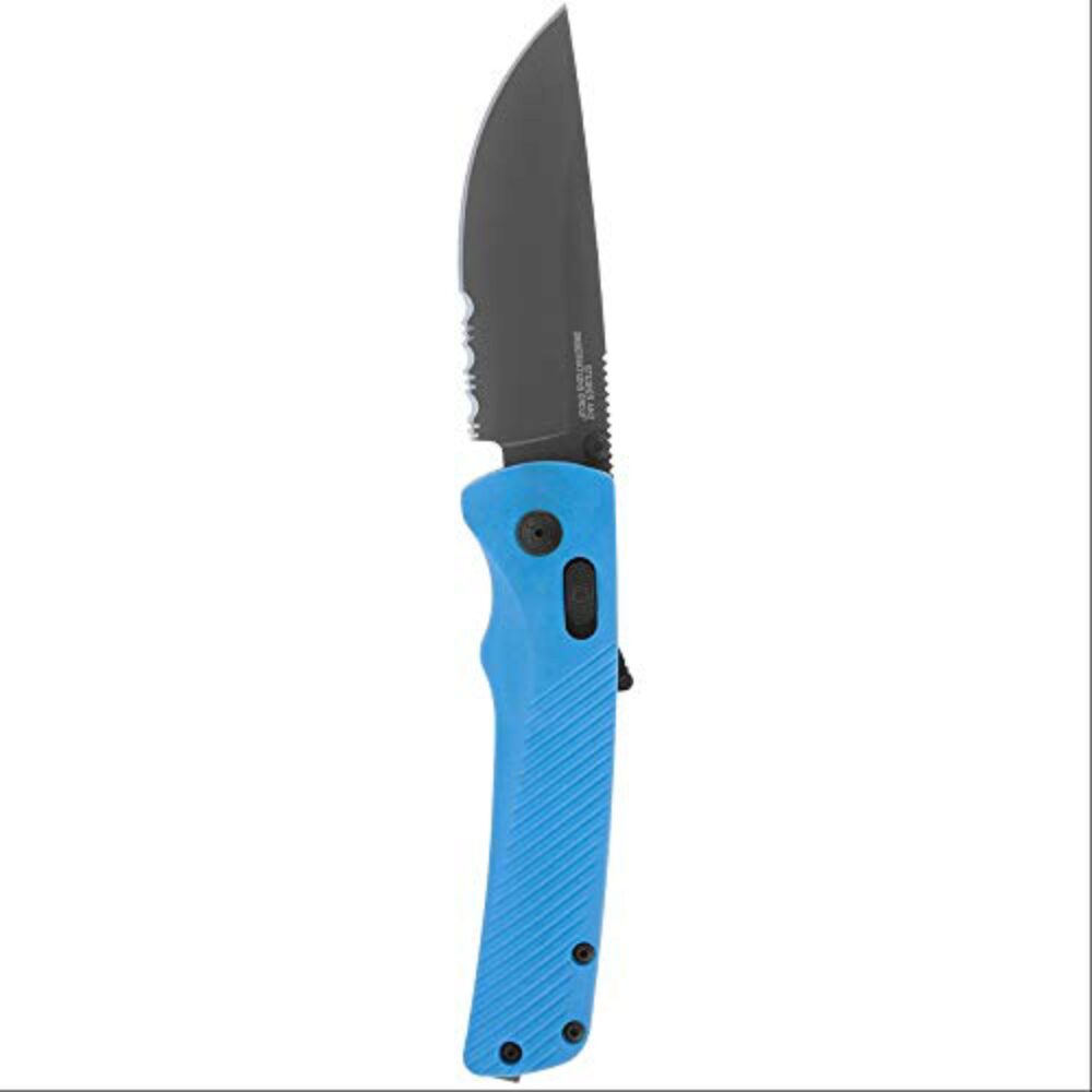 S.O.G SOG11180441 Flash AT 3.45 Folding Part Serrated TiNi Cryo D2 Steel Blade/ Civic Cyan GRN Handle Includes Pocket Clip