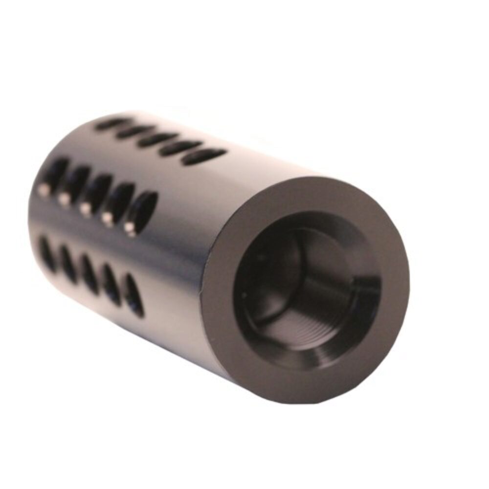 Tactical Solutions 1022CMPBLK X-Ring Compensator Black Gloss Aluminum with 1/2-28 tpi Threads, .920 Diameter & 360 Degree Ports for 22 LR Ruger 10/22