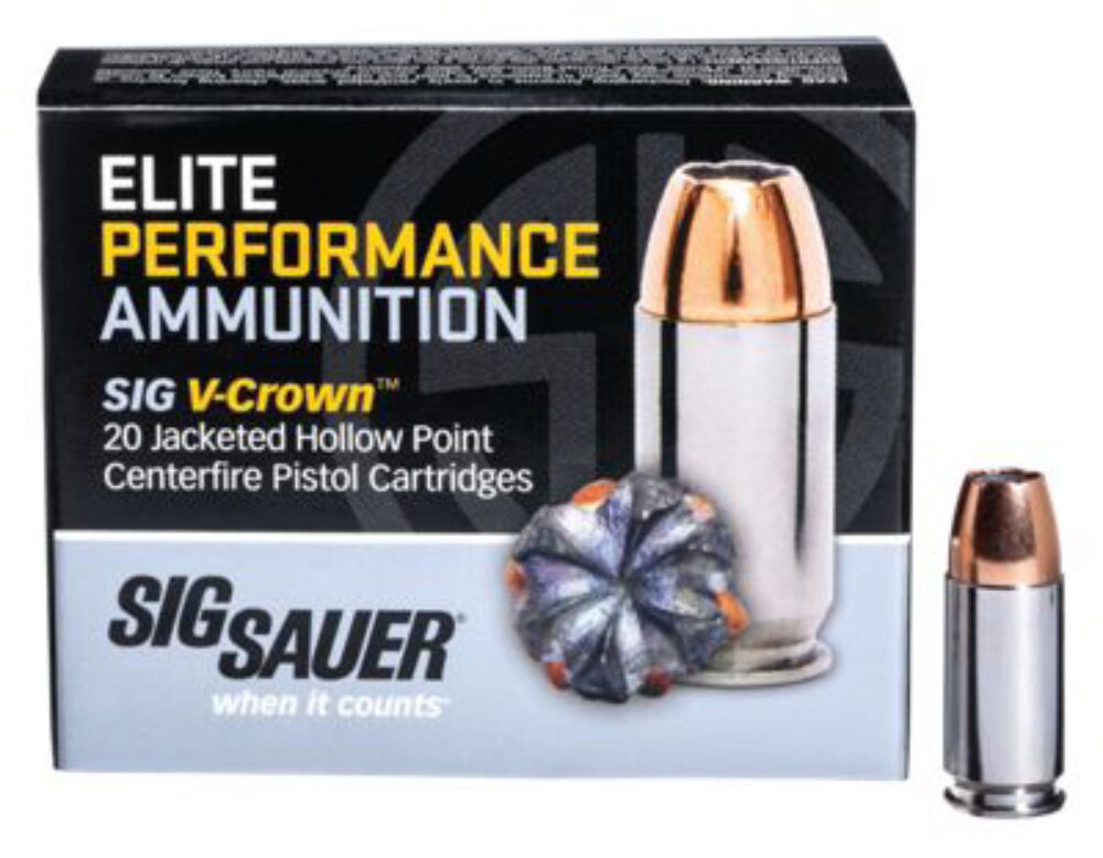 Sig Sauer E40SW220 Elite Defense  40 S&W 180 gr 985 fps V-Crown Jacketed Hollow Point (VJHP) 20 Bx/10 Cs