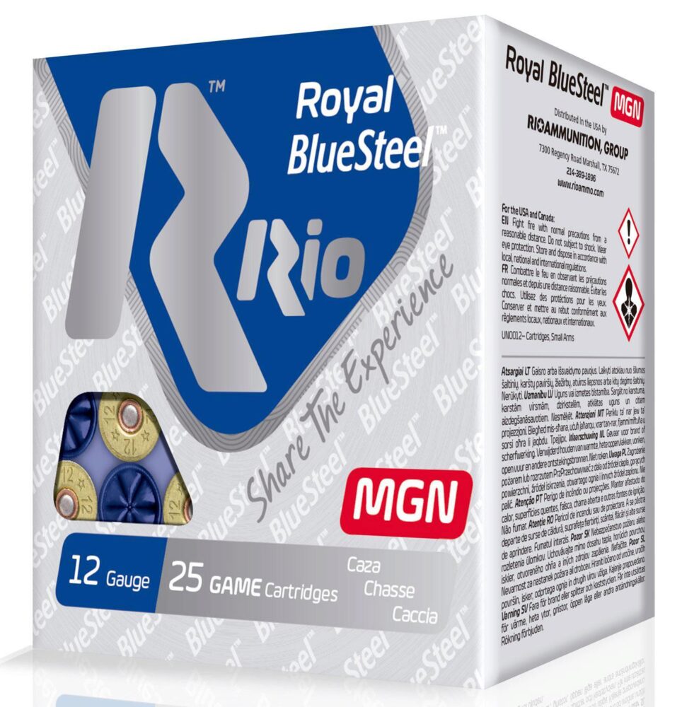 Rio Ammunition RBSM364 Royal BlueSteel Magnum 12 Gauge 3 1 1/4 oz 4 Shot 25 Bx/ 10 Cs Rio Ammunition RBSM364 Royal BlueSteel Magnum 12 Gauge 3 1 1/4 oz 4 Shot 25 Bx/ 10 Cs
