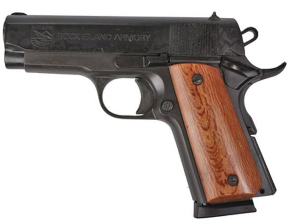 Rock Island 51416MA GI Standard CS *MA Compliant 45 ACP Caliber with 3.50 Barrel, 7+1 Capacity, Overall Black Parkerized Finish Steel, Beavertail Frame, Serrated Slide & Wood Grip